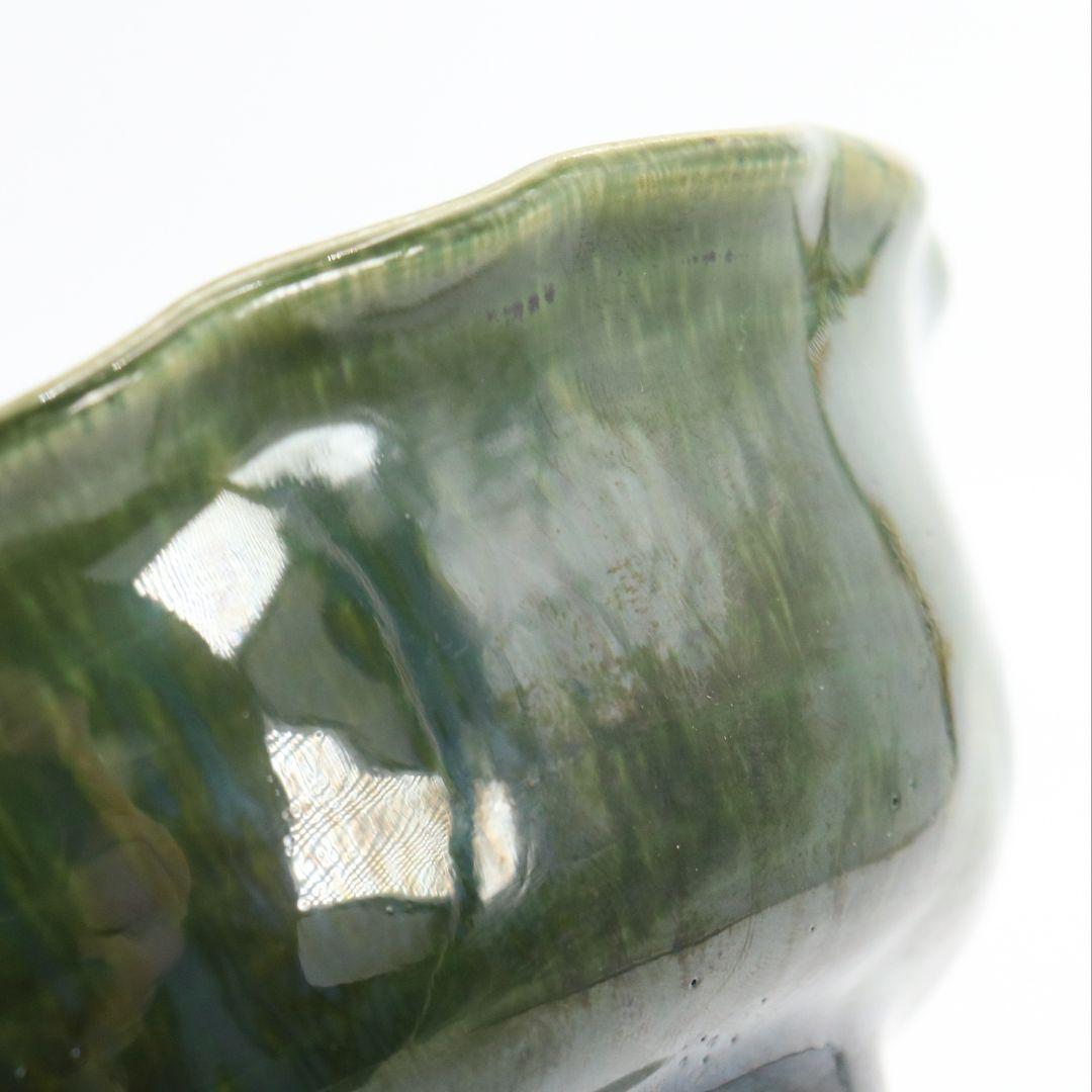 北大路魯山人作 織部小鉢 五客 黒田陶々庵書付 共箱共布　M561　YS