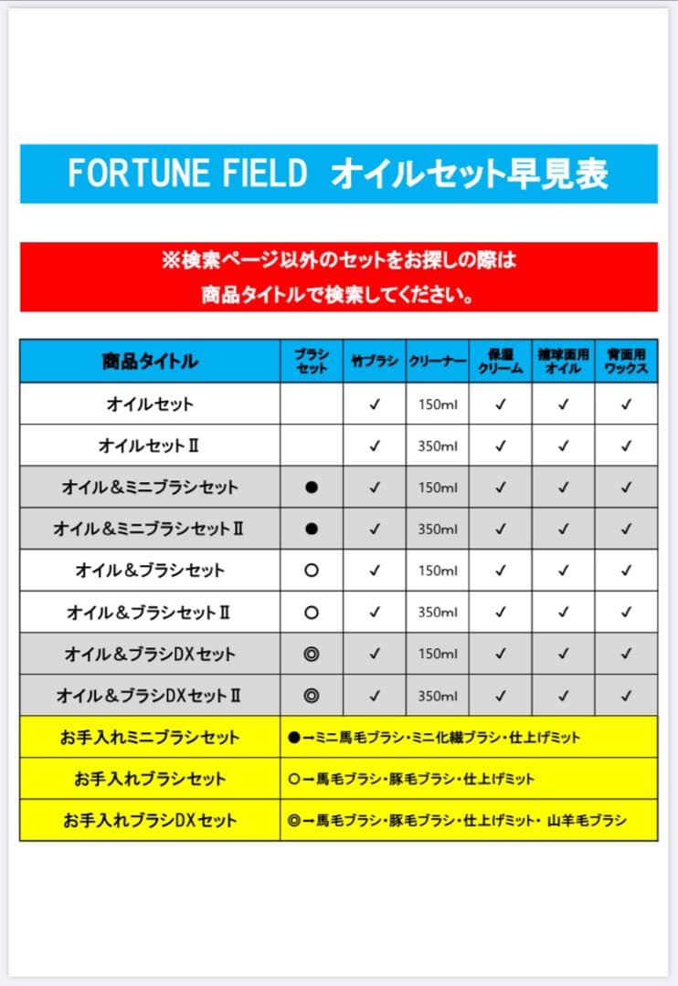 FORTUNE FIELD オイル&ブラシDXセット #お手入れ#グラブ