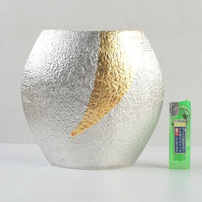 茶道具　ゆり工房　中村百合恵作　本錫製　花器　花入　共箱　V　9246