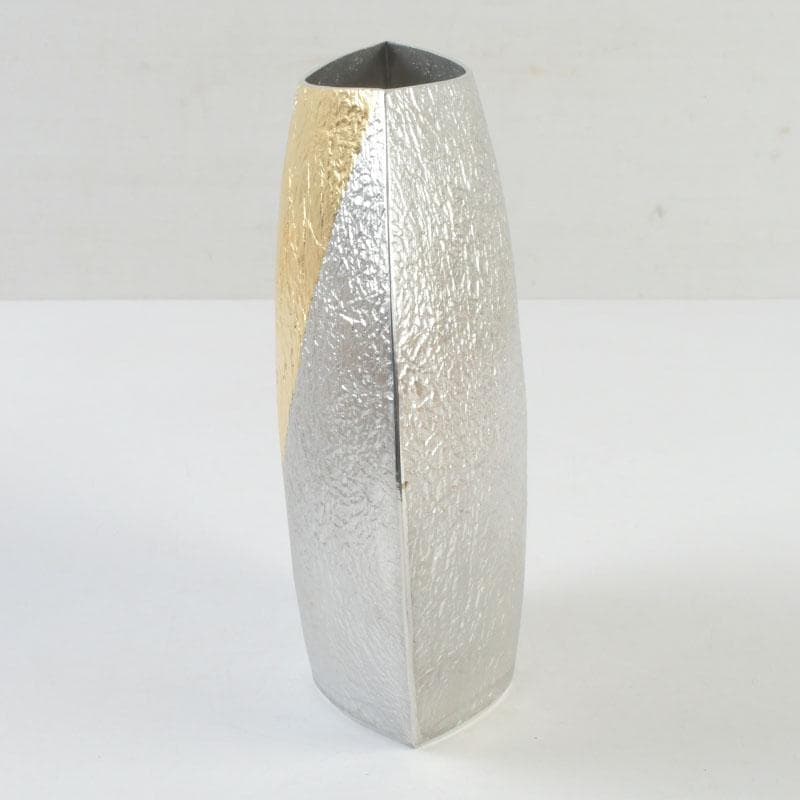 茶道具　ゆり工房　中村百合恵作　本錫製　花器　花入　共箱　V　9246