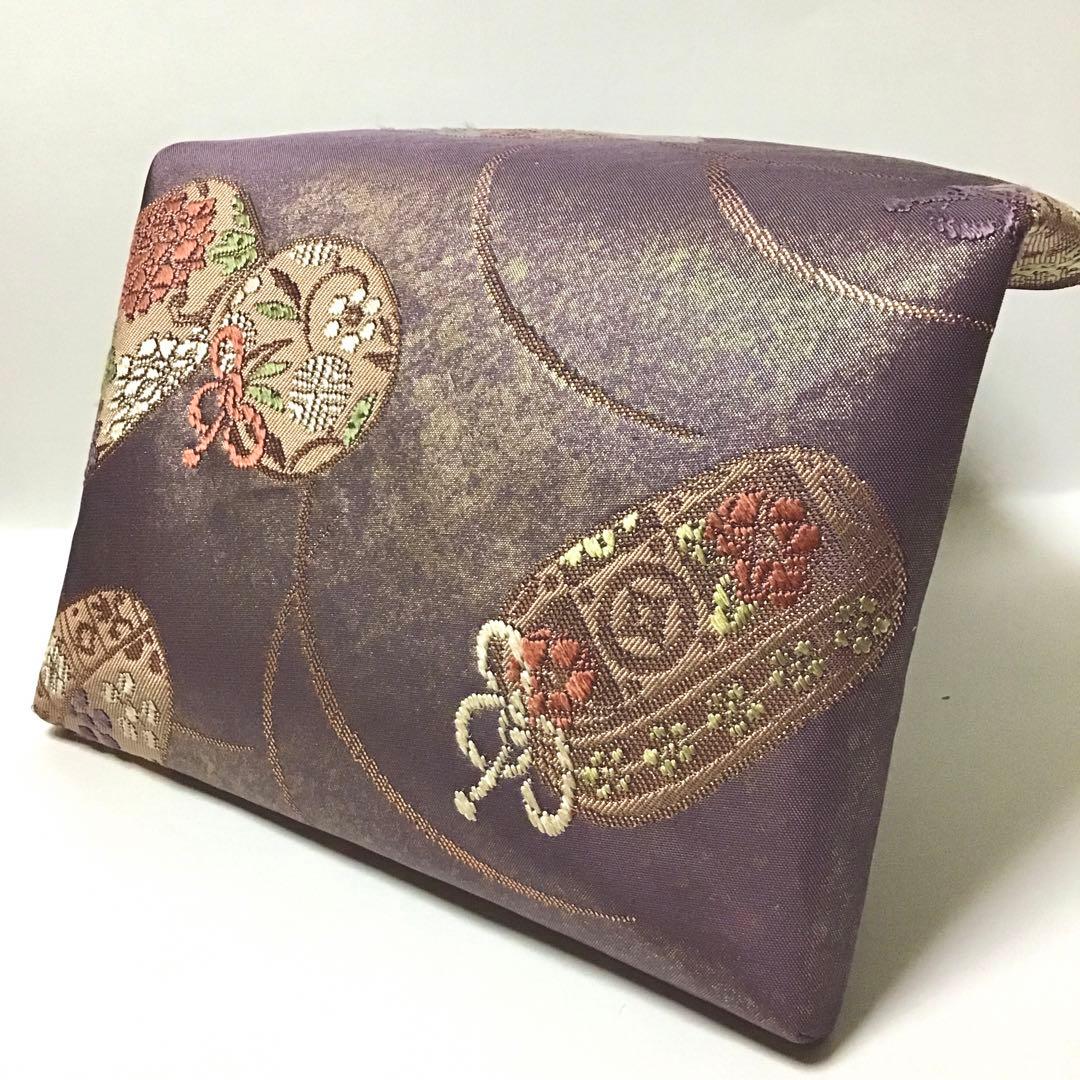 袋帯 結婚式バッグ 数寄屋袋　茶道 初釜 仕覆 未使用正絹袋帯 リメイク348