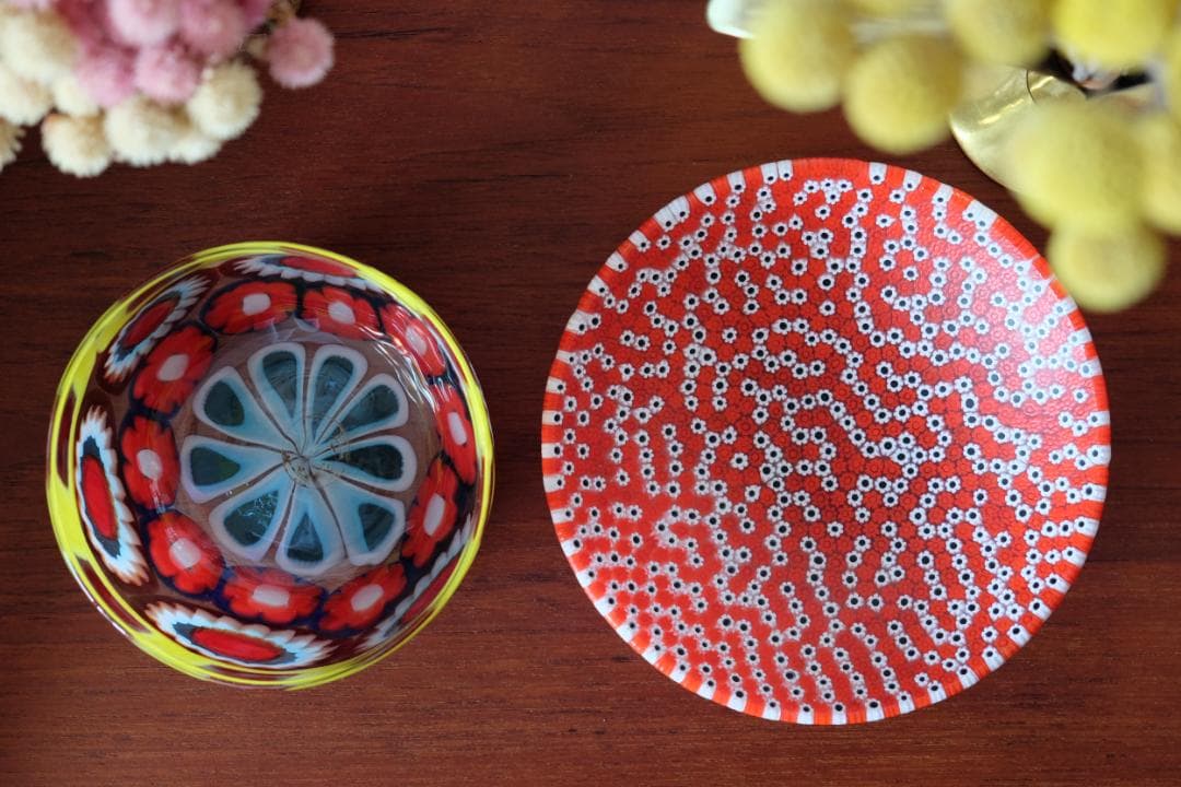 ベネチアンガラス ミルフィオリ プレート ムリーニ 江波冨士子/舩木倭帆/グラス