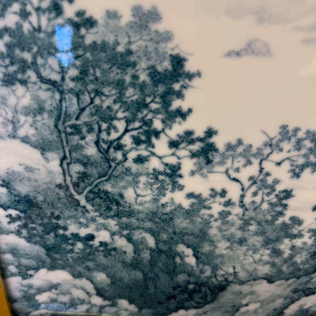 【秀水図】大型陶板額　宝寿窯　陶板額　有田焼　昭和　レトロ