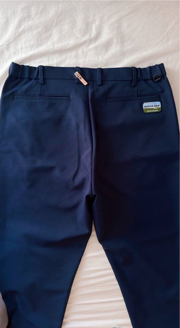 正規 超美品パパスプラス ゴルフ38500円最高級パンツ52 LL ダークネイビ