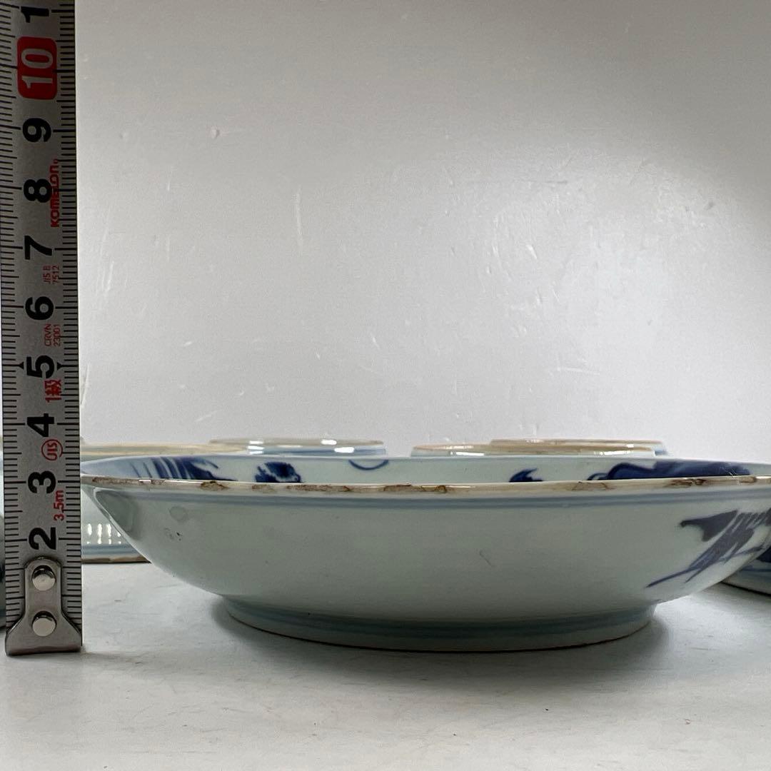 中国明末清朝期　古染付人物画中皿19枚　木箱　約16.5㎝東Y7-0723⭐︎2F