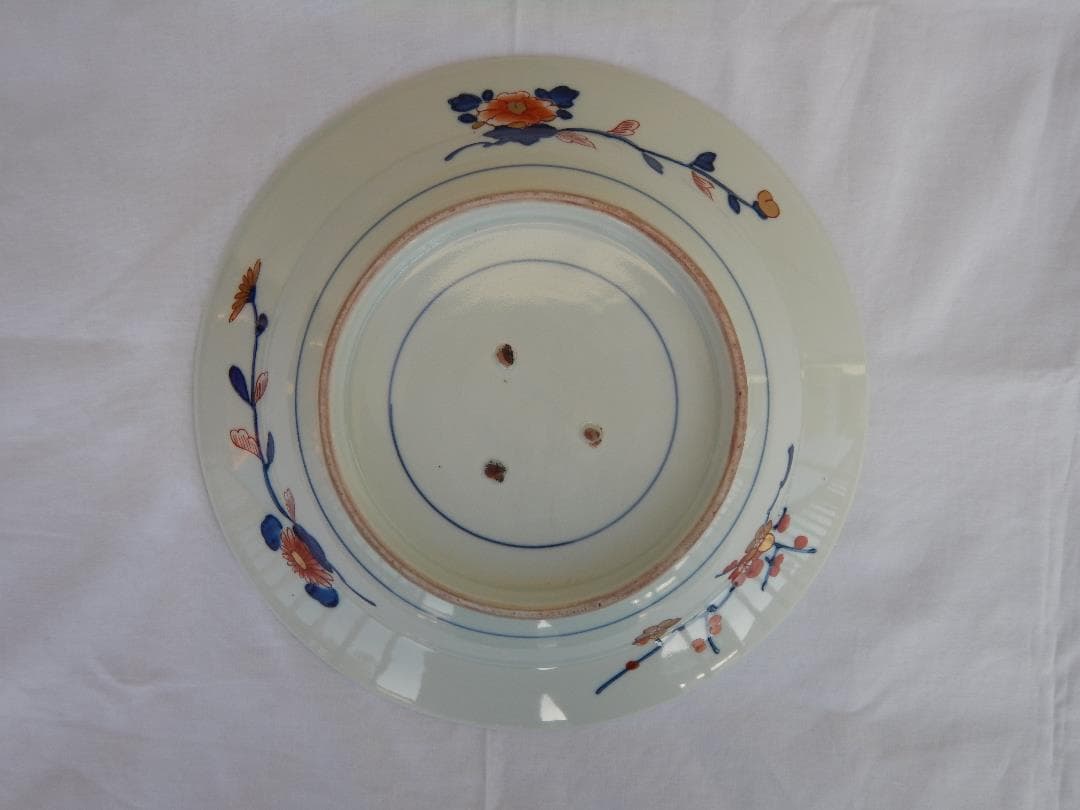 伊万里色絵金彩花籠皿