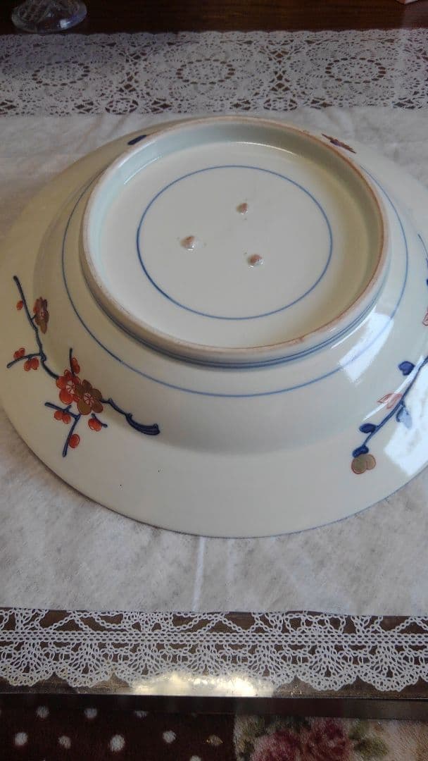 伊万里色絵金彩花籠皿