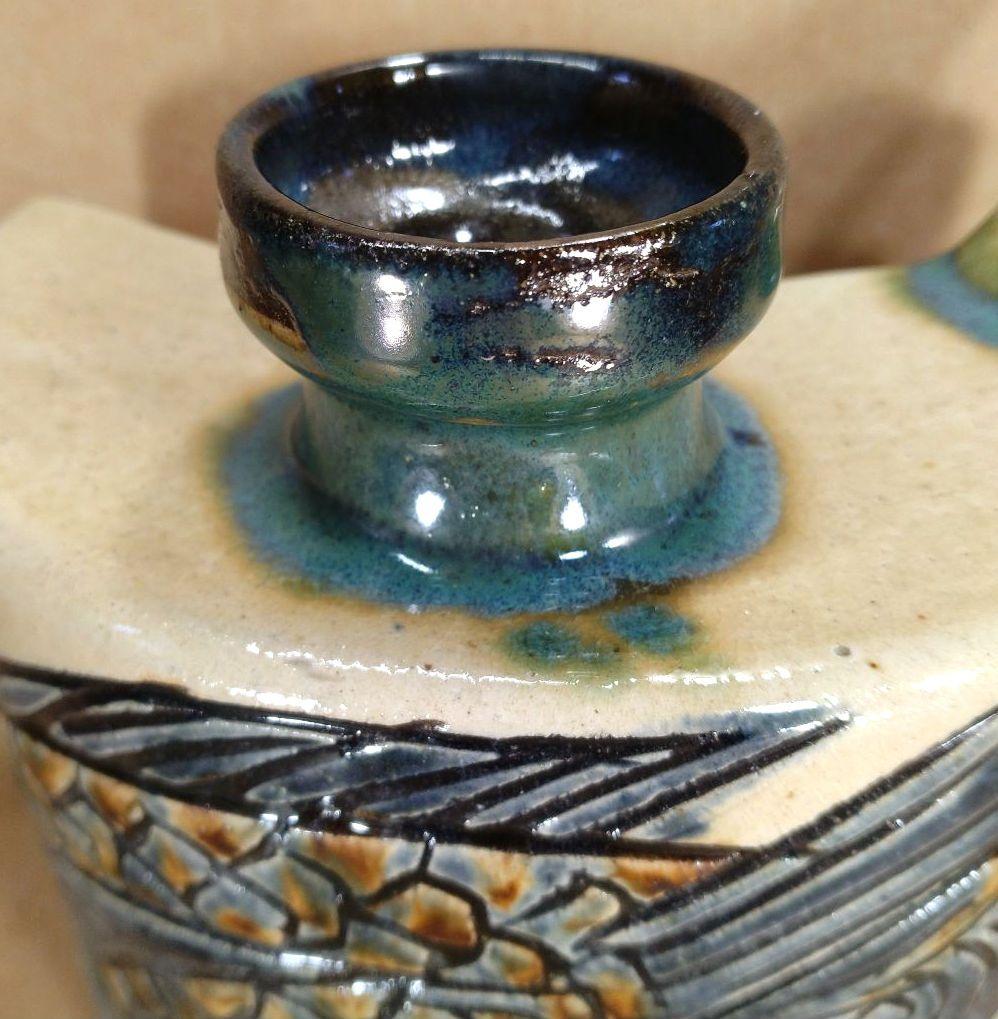 最高のアガリ【本物保証】金城次郎 壷屋焼 抱瓶 共箱 栞 人間国宝 壺屋やちむん