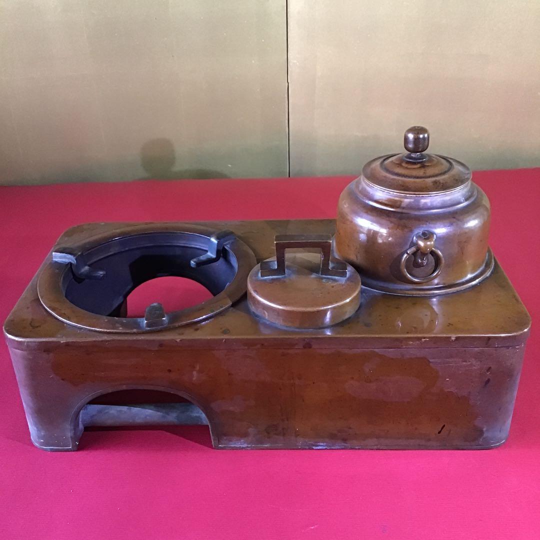 小型銅壺　小型火鉢　囲炉裏　明治期　時代物　　B-2