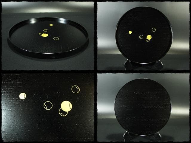 盆他５点 楽 桐四方盆 表正 ツボツボ丸盆 茶道具 f23