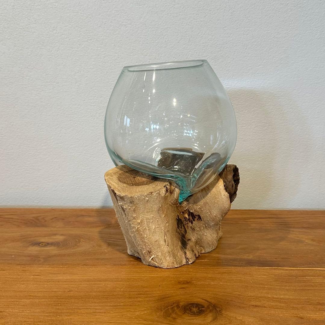 バリ島流木ガラス　w18×d15×h22cm 水槽　アクアリウムメダカ水槽804
