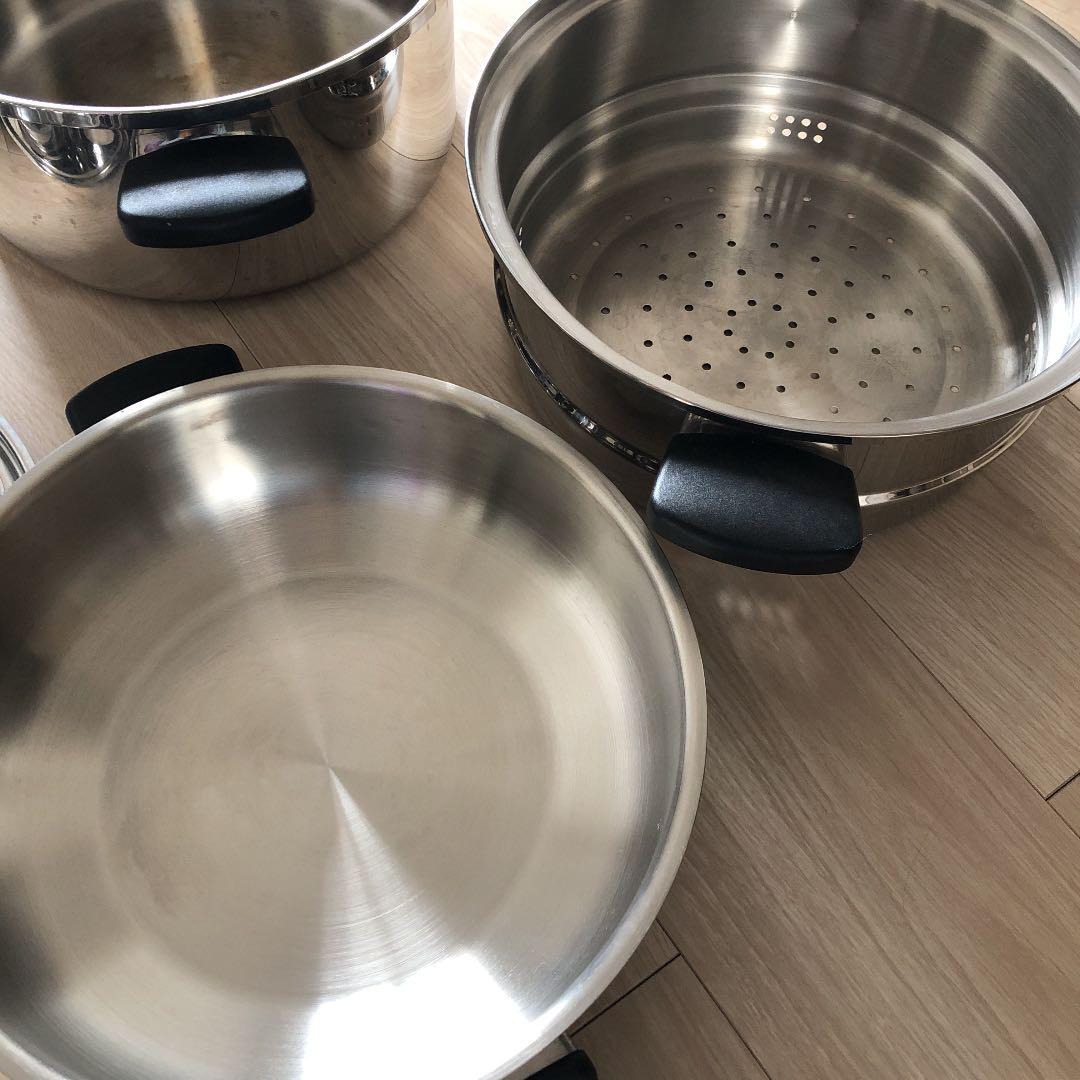 値下げ❗️クイーンクック 鍋 無水鍋 4点セット