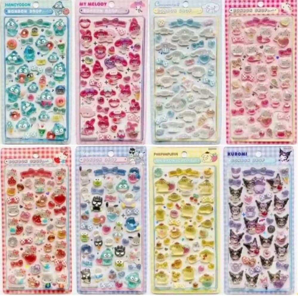 【正規品】サンリオ　大サイズ　第二弾　ボンボンドロップシール　8枚　コンビニ不可