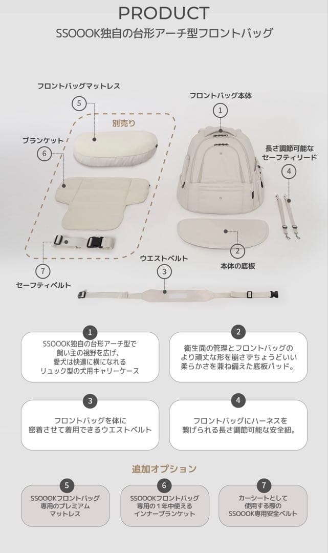 最終価格【未使用】ssoook フロントバッグ ベージュ Sサイズ