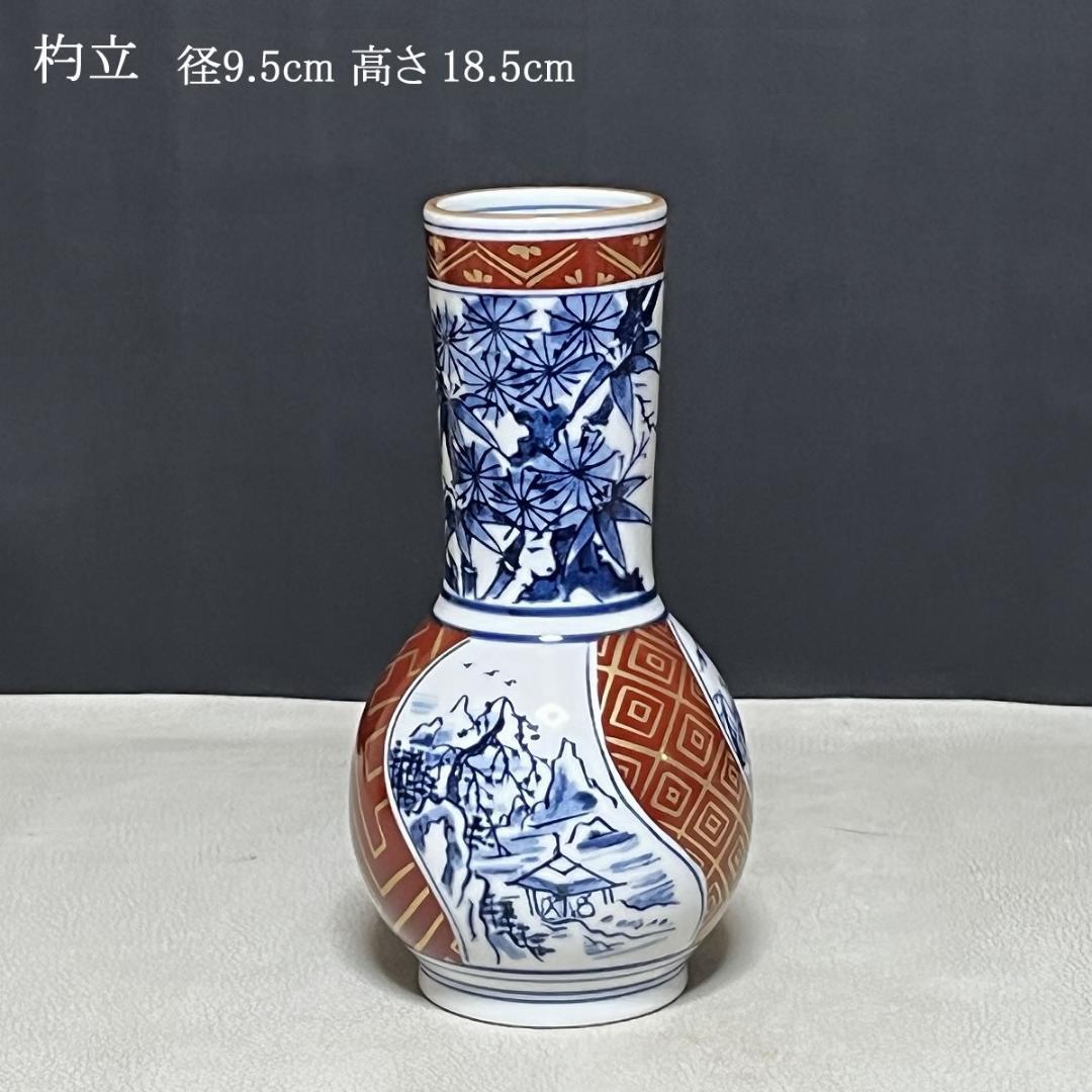 西尾瑞豊 染付 金襴手 皆具 共箱 水指 建水 杓立 蓋置 茶道具【k3580】