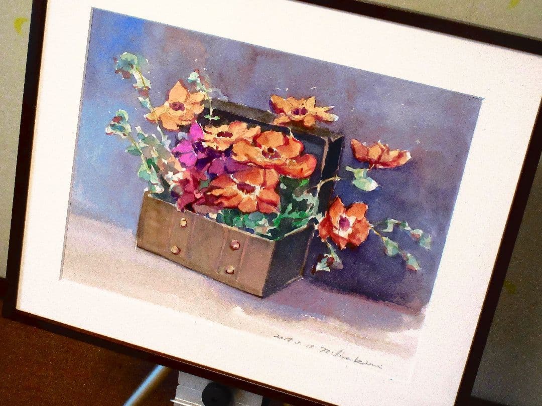 花の水彩画（額装済み）