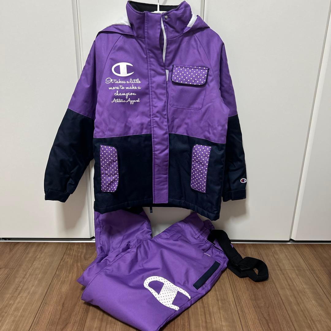 新品　チャンピオン　スキーウェア　スノボウェア　紫　パープル　上下　150cm