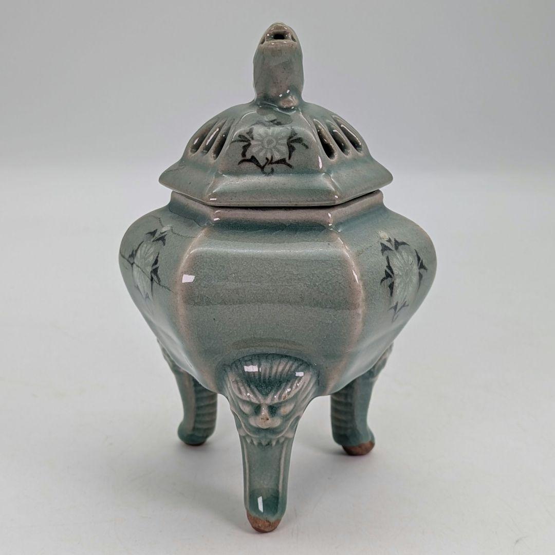 韓国人間国宝 申相浩 獅子摘青磁香炉 高麗青磁 韓国陶磁 香爐 香道具 茶道具