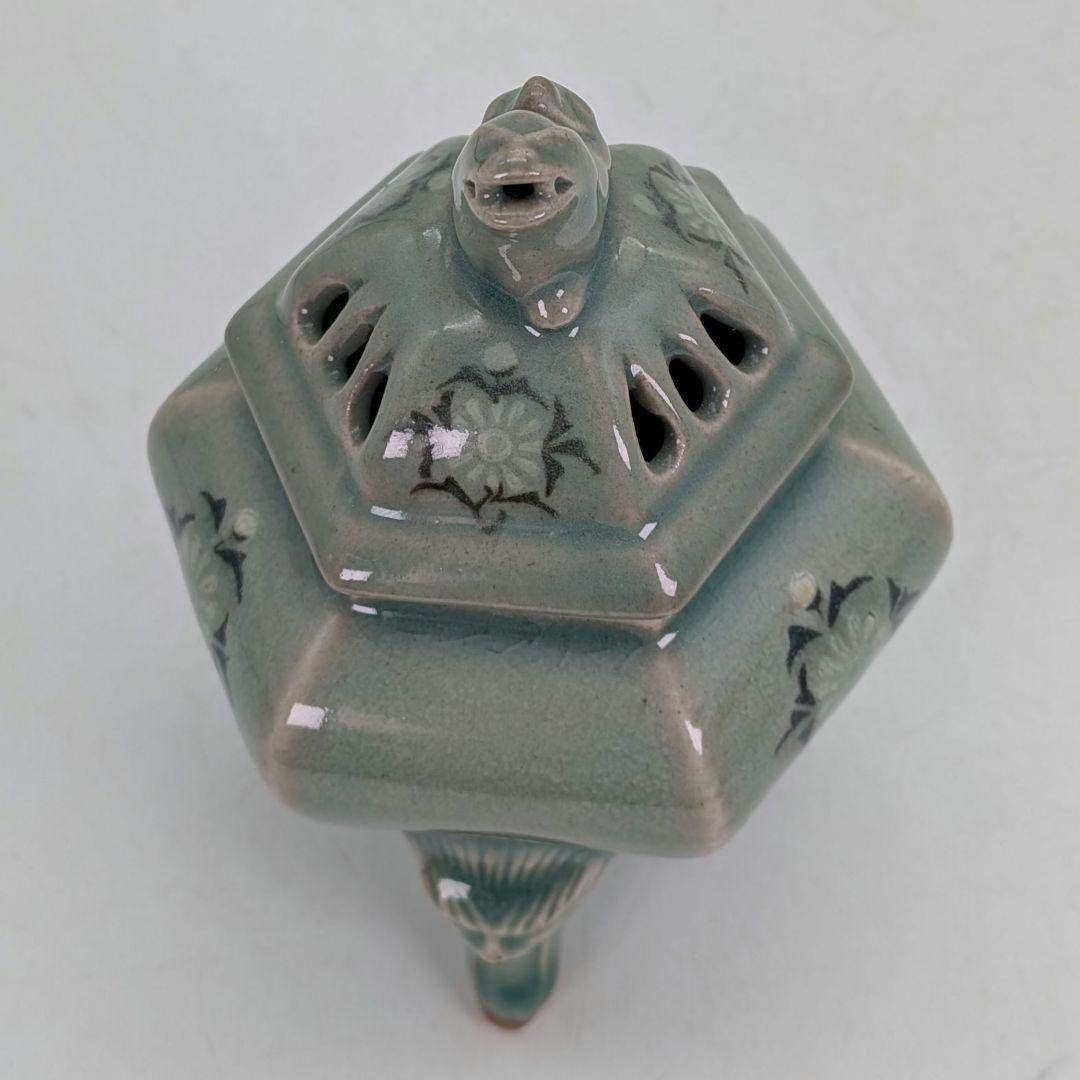 韓国人間国宝 申相浩 獅子摘青磁香炉 高麗青磁 韓国陶磁 香爐 香道具 茶道具