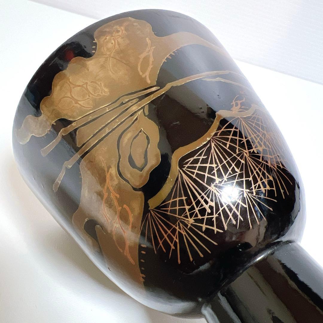 【蒔絵】小鼓 漆塗り 鶴絵柄　鶴亀　松葉　鼓胴 和楽器 雅楽 神楽 能楽