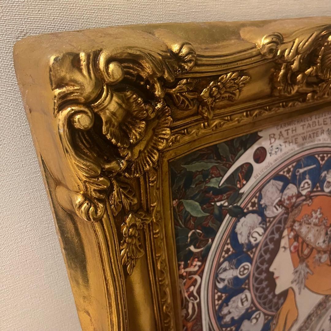 【高級額縁】アルフォンス・ミュシャ ジクレー『黄道十二宮』金額絵　輸入雑貨