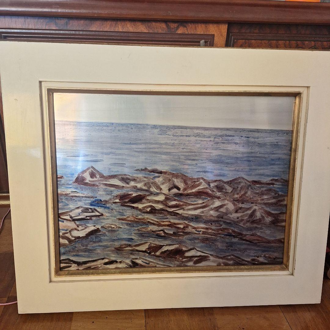 銅板　銀盤　海の絵 ５０年前の絵