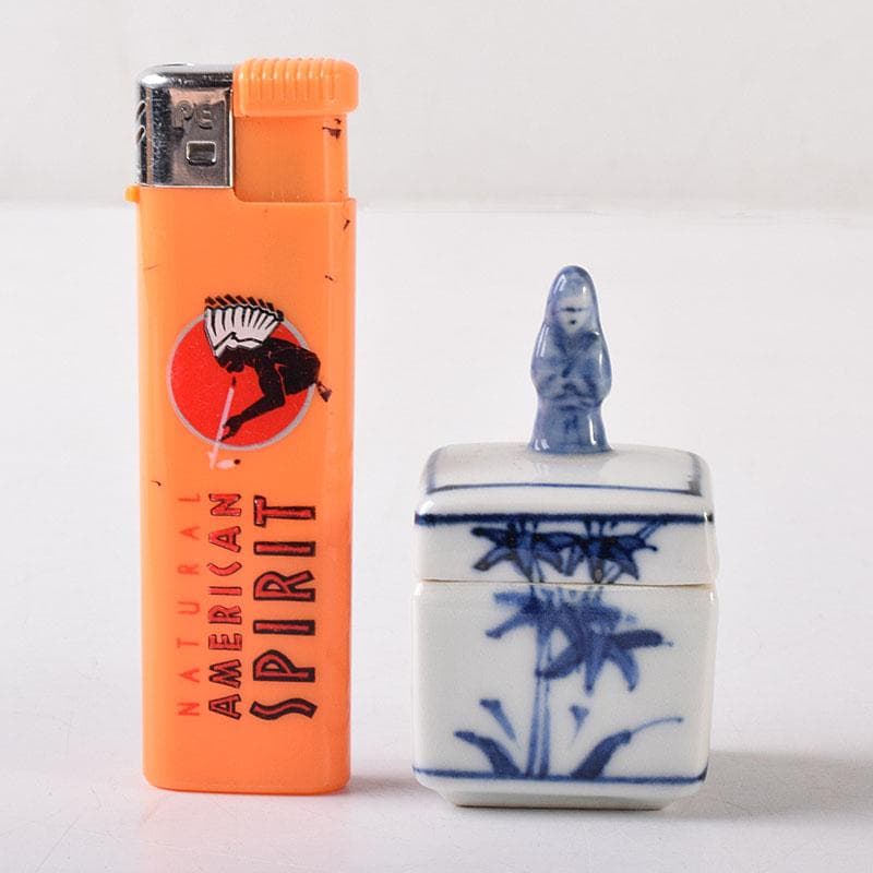 茶道具　京焼　平安　橋本龍岳造　染付　有馬筆　香合　共箱　V　7318