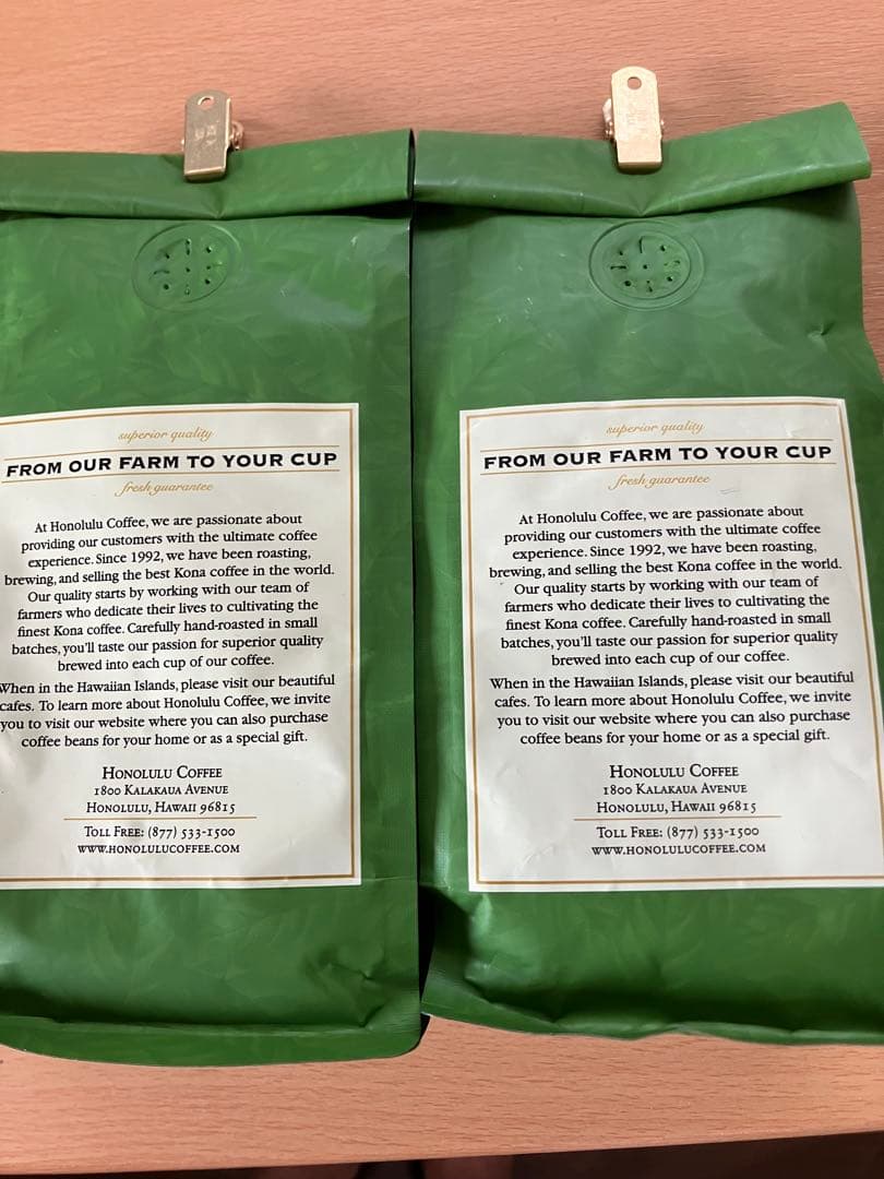 ハワイで購入‼️ホノルルコーヒー　コナ100%コーヒー 7oz 【豆2個セット】