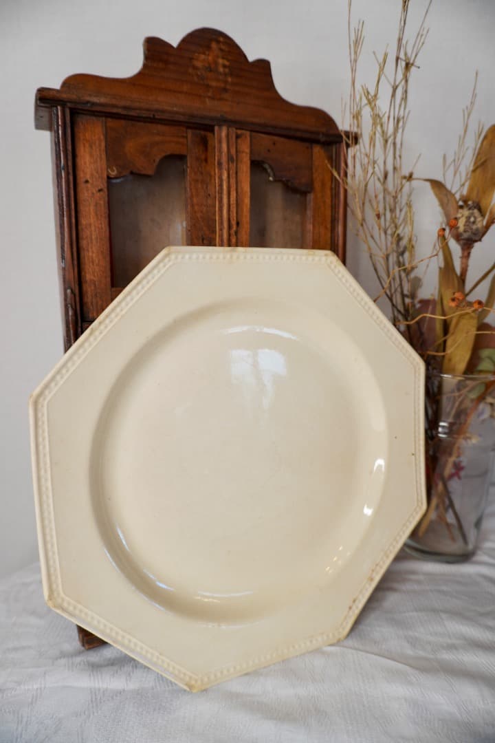フランス アンティーク クレイユモントロー オクトゴナルプレート 陶器 平皿⑤