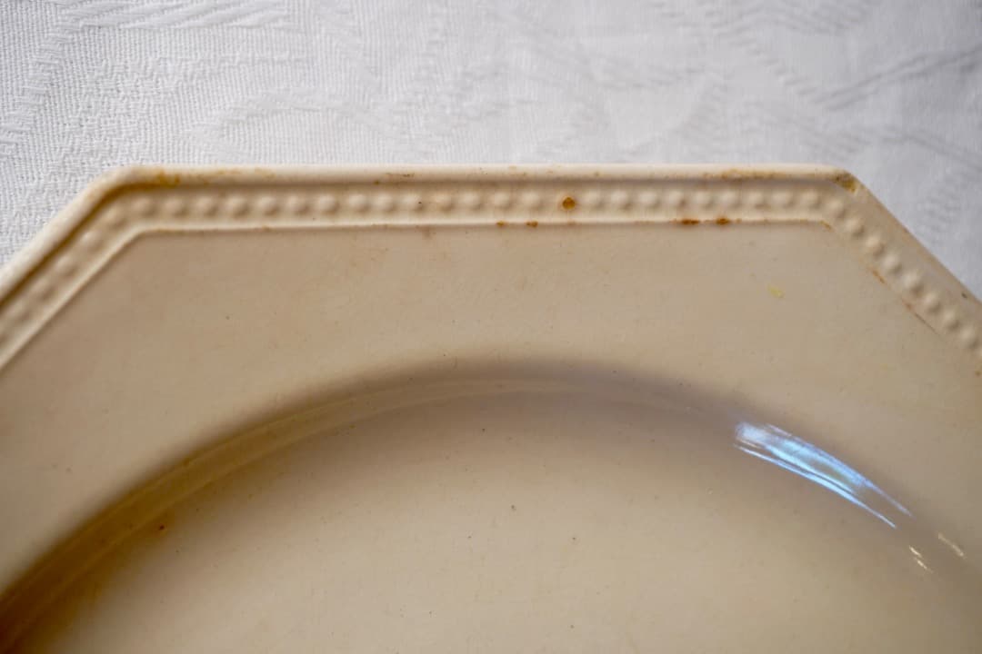 フランス アンティーク クレイユモントロー オクトゴナルプレート 陶器 平皿⑤
