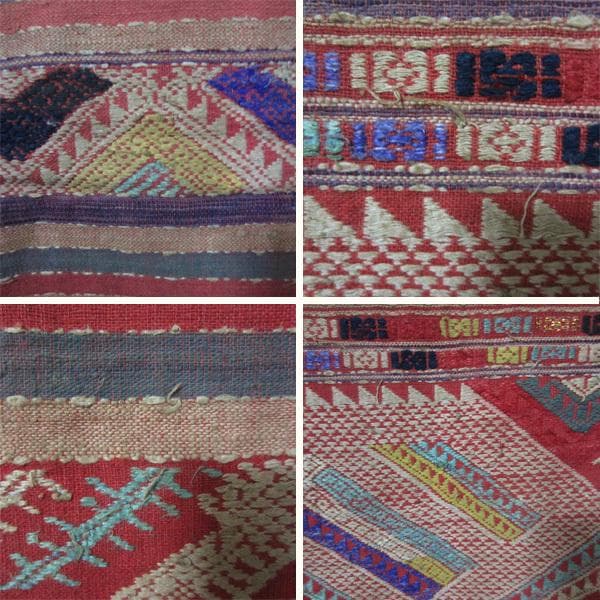 ★ラオスの刺繍布　70～80年前の古布　9　浮き織り　絣　アンティーク