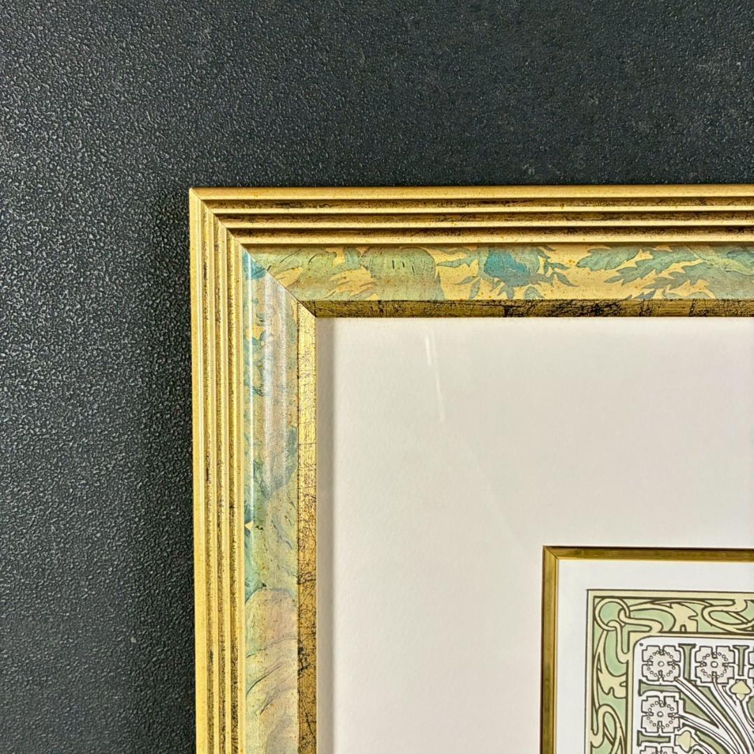 美品 アルフォンス・ミュシャ「四季・秋」リトグラフ 摺師サイン入り お洒落額装