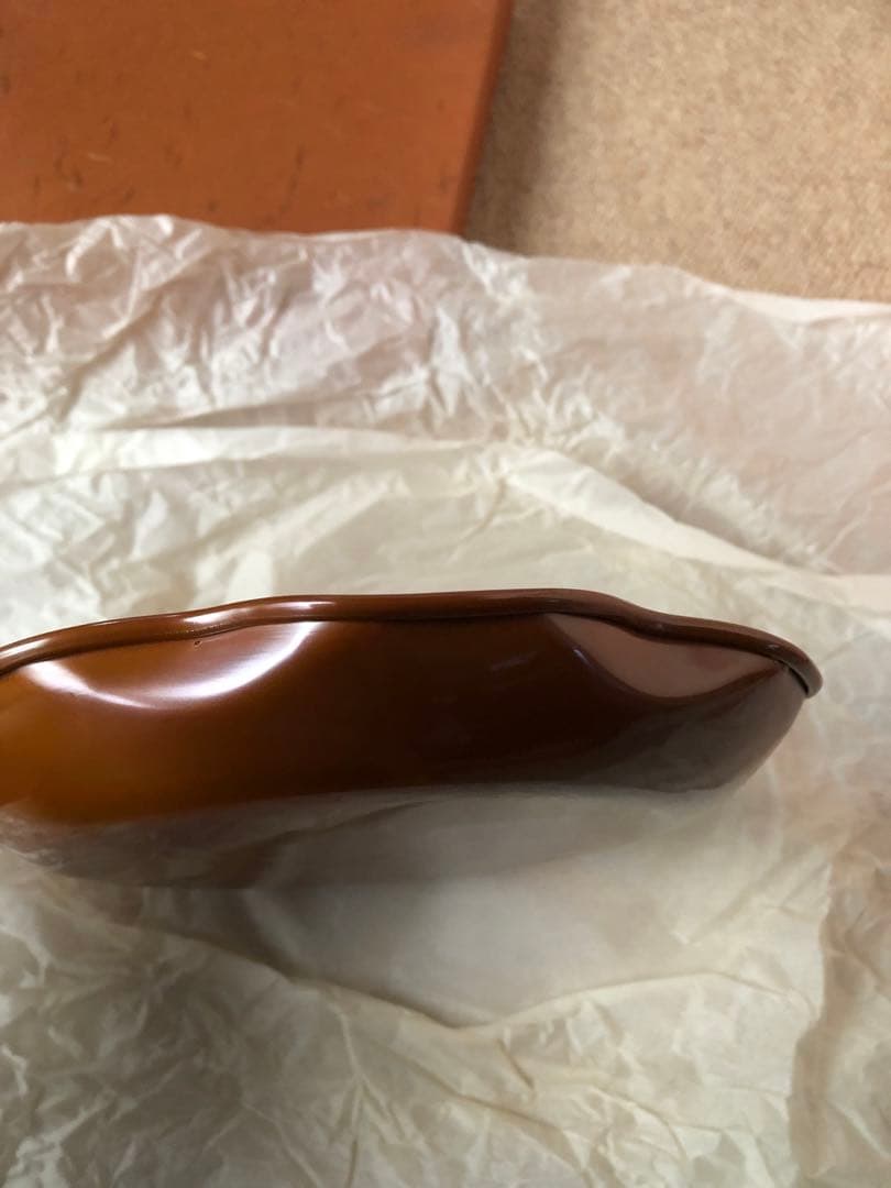 菓子器　煮色　木の葉　秀夆堂造　紙箱入