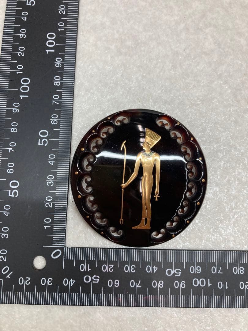 希少 大きめ 蒔絵師 松山武司作 本鼈甲 金蒔絵 ブローチ ペンダント 螺鈿