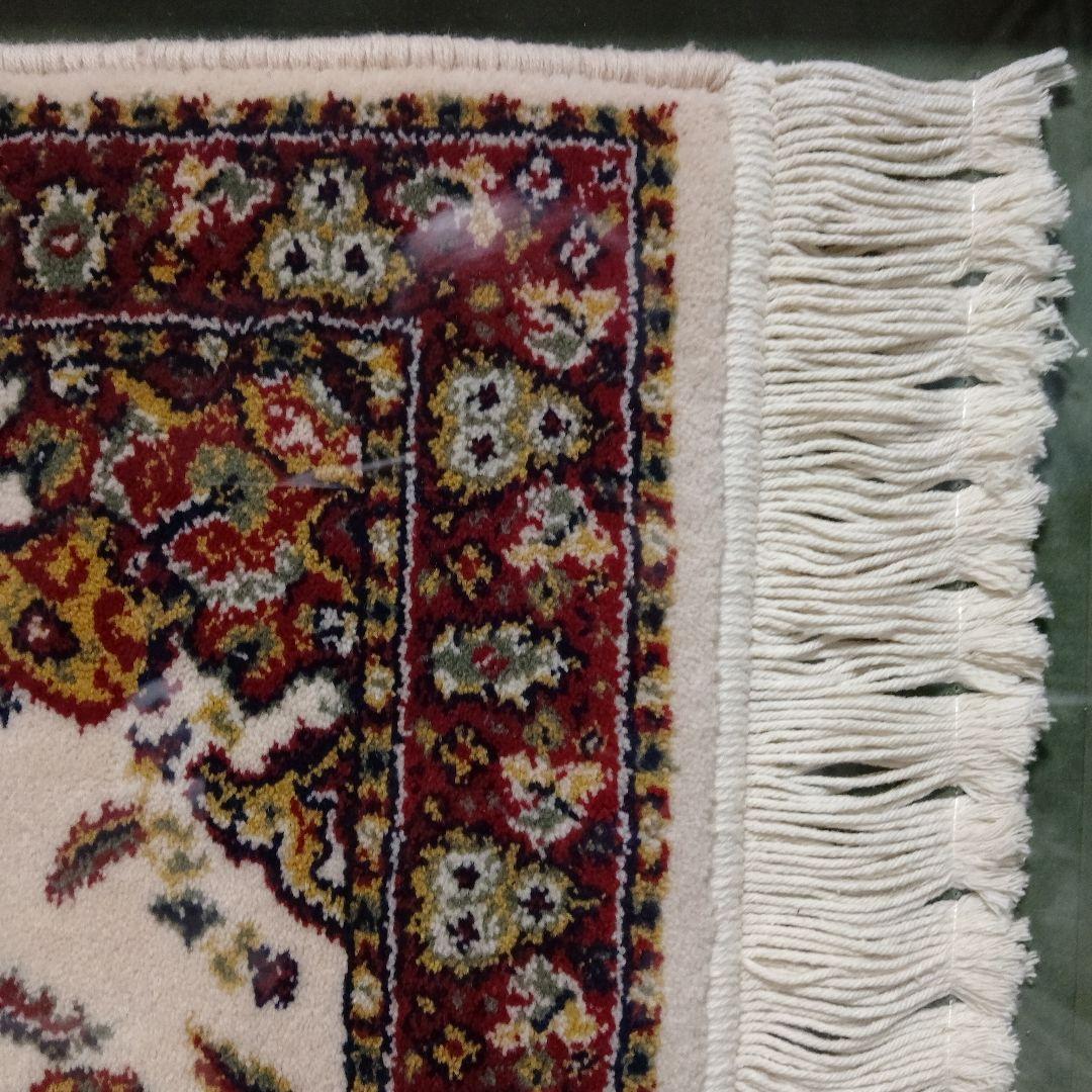 ペルシャ絨毯　イスファハン製　シルク/手織り　アクリル板特注額装