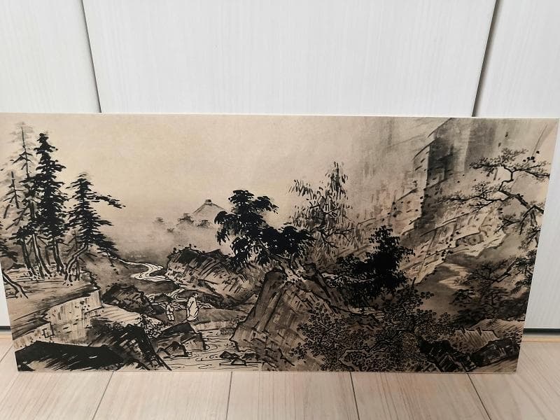 国宝　雪舟筆　四季山水図長巻　春夏秋冬額装セット　美品 複製