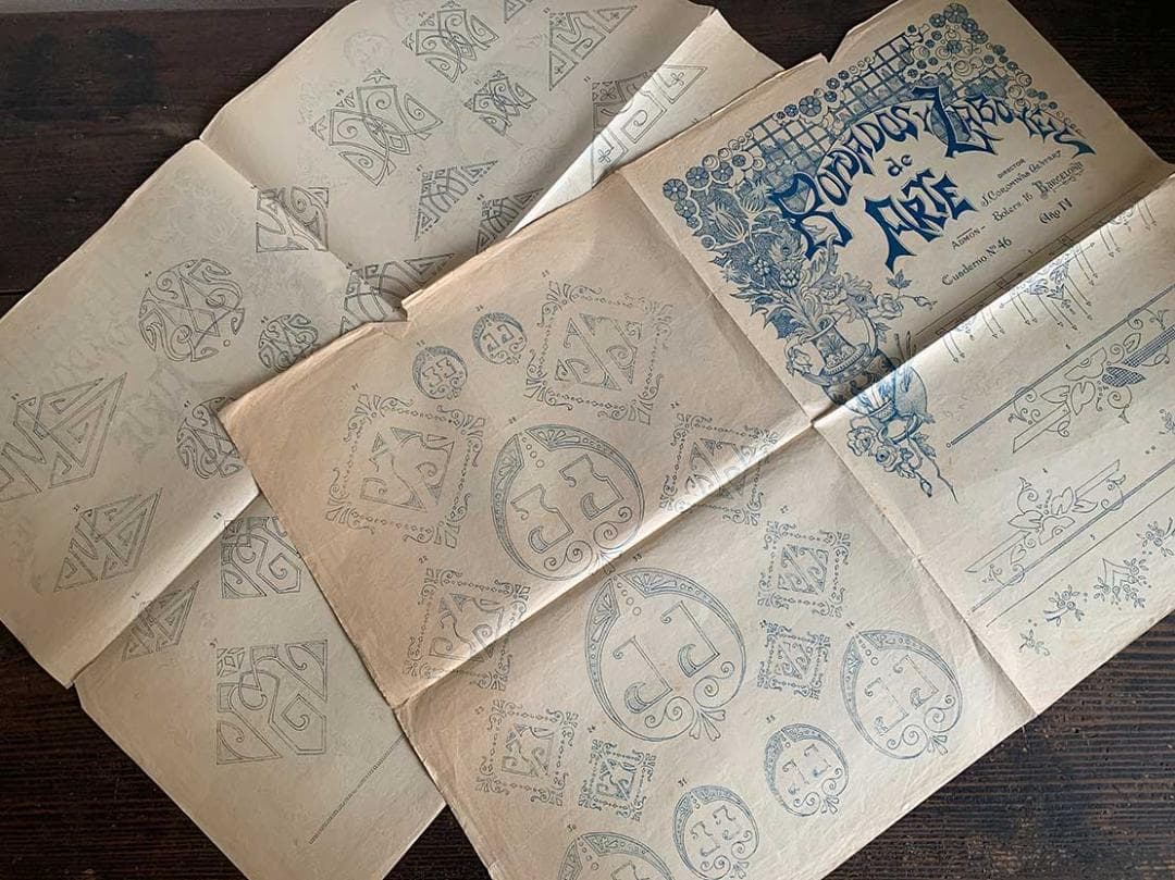 稀少 刺繍図案集 手芸雑誌 1897年６冊 手刺繍 手芸 アール・デコ/J896