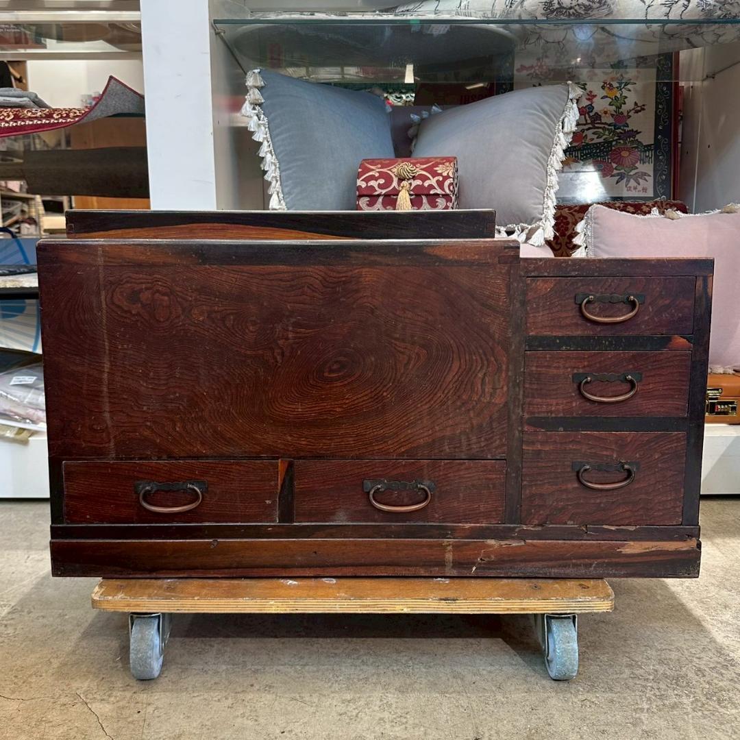 8Φ 江戸長火鉢 関東火鉢 囲炉裏 五徳 小民具 古道具 幅76㎝ 昭和レトロ