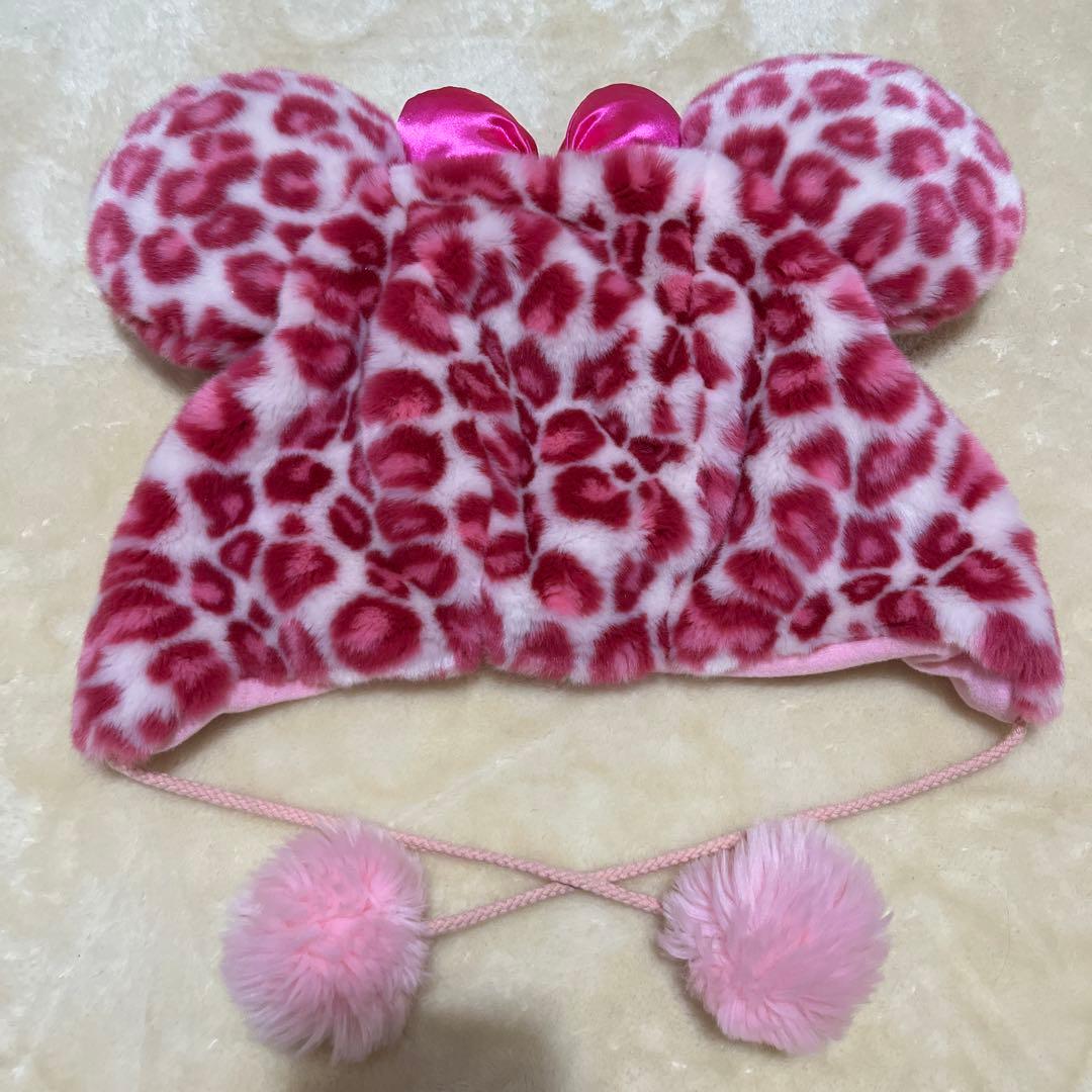 ディズニー　ファンキャップ　ミニー　ヒョウ柄