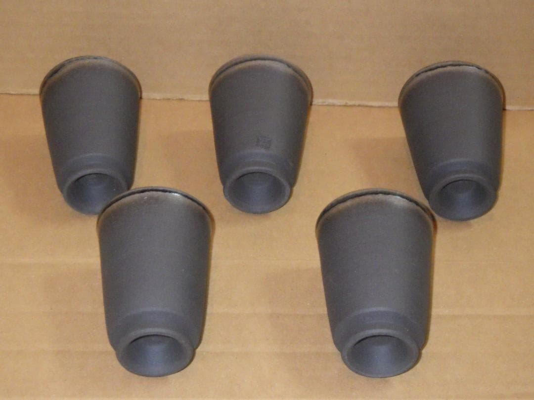 未使用 越前 タンブラー 5客 幡山窯 山崎隆一 越前焼 金沢市 名刺 落款 箱