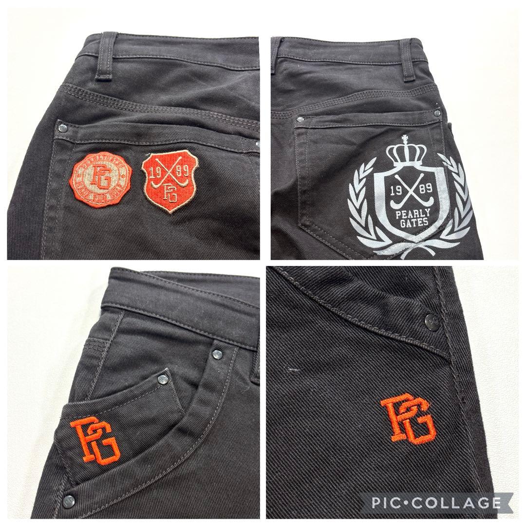 パーリーゲイツ　0/S ロングパンツ　オールシーズン　チャコール　ワッペン