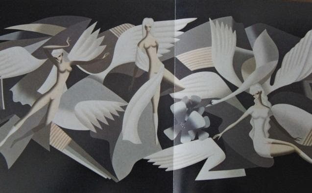 東郷青児、翼、希少な大判額装用画集より、新品高級額装付、状態良好