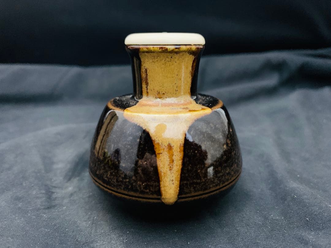 膳所焼　陽炎園　淡海ぜぜ　丸壷　茶入　共箱　茶道具