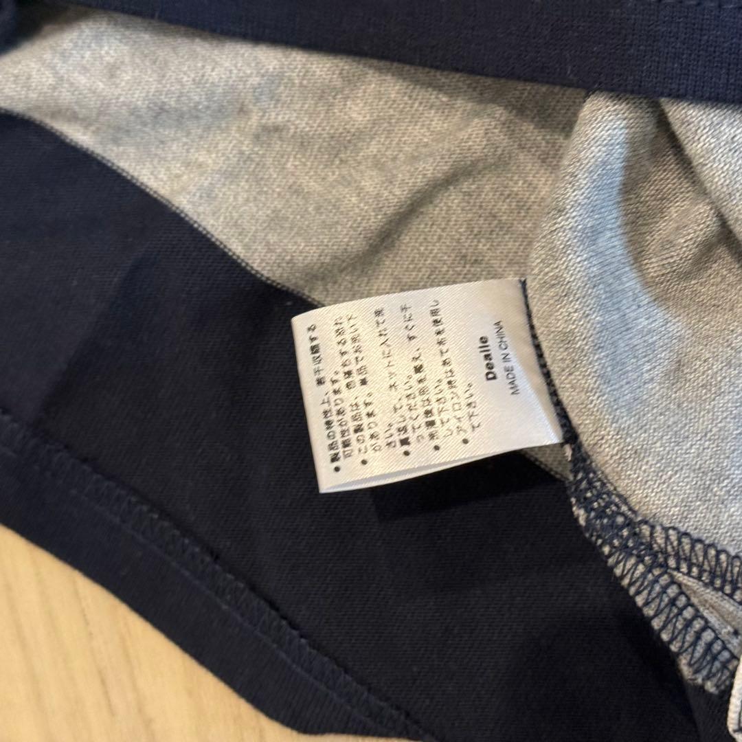 Deaileネイビーグレー ストライプ ラガーシャツ M