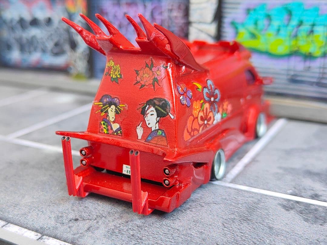 トミカ改造 ハイエース バニング フルエアロ深リム購入者以外いいね❌