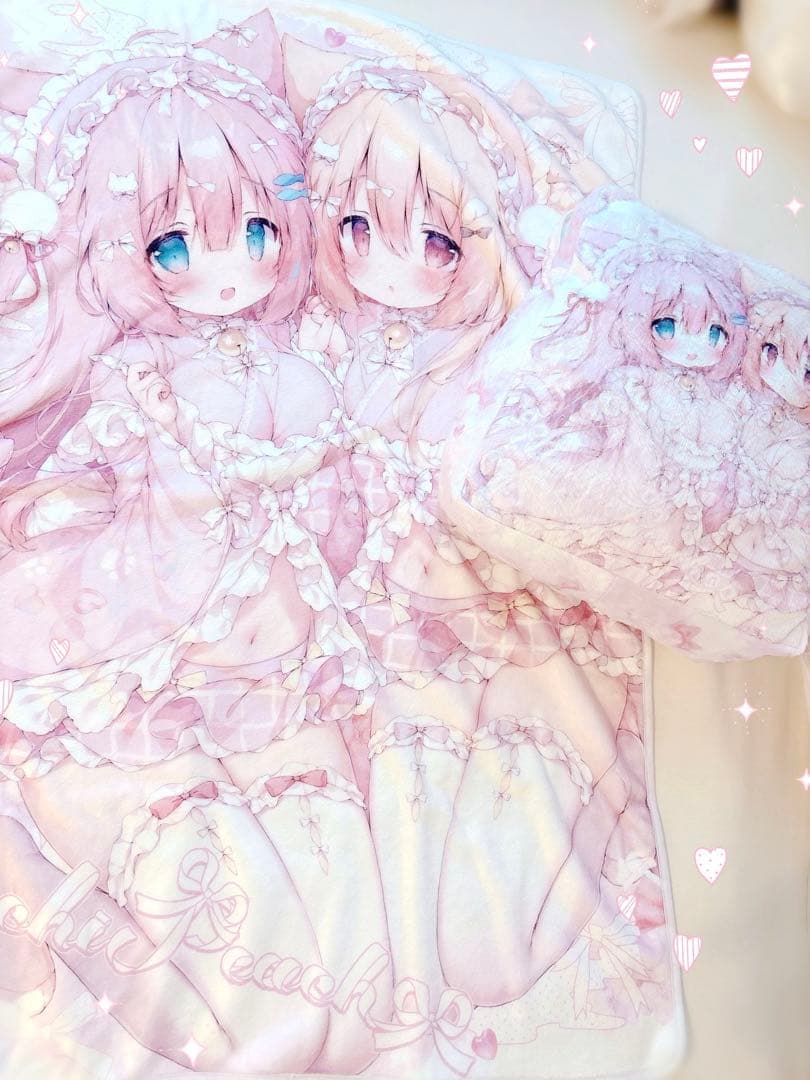 新品C107桃豆こまもちクッションブランケット♥グッズタペストリーアクスタコミケ
