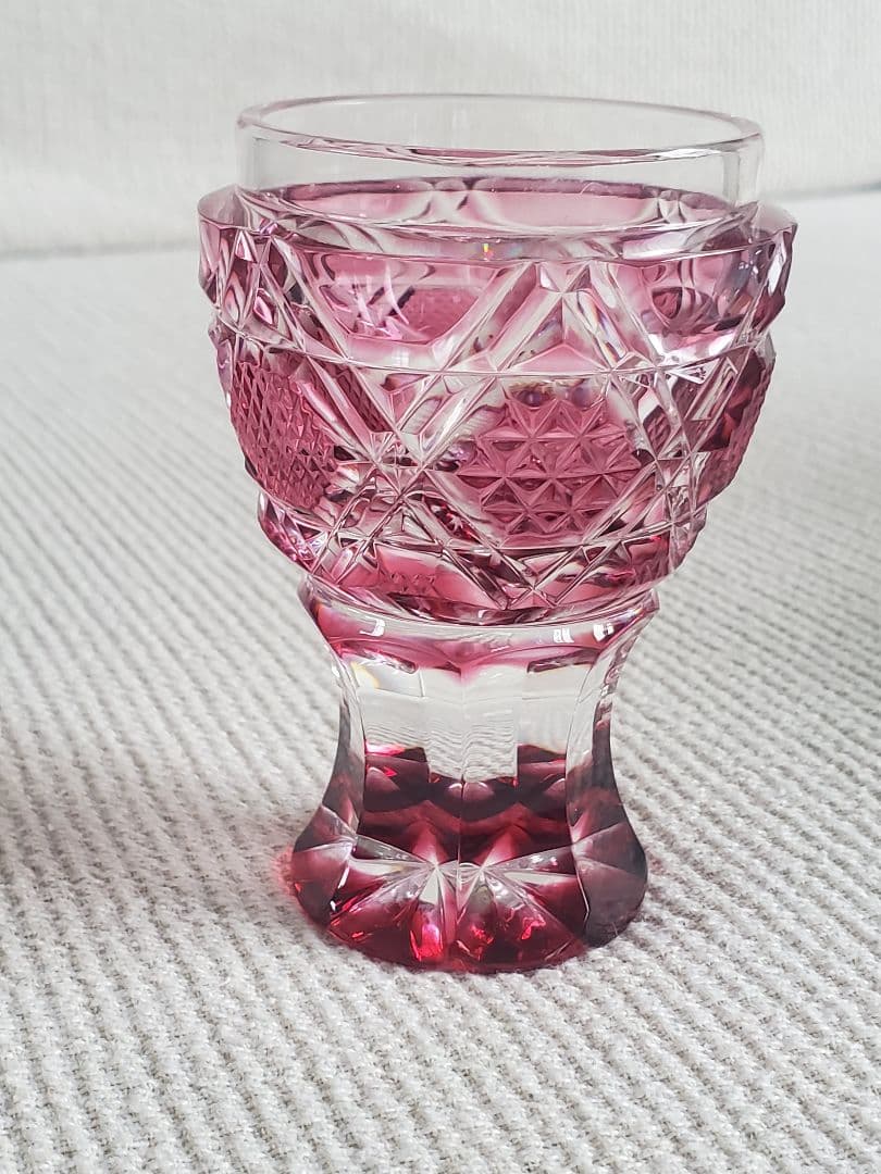 【美色＊美品】薩摩切子の馬上杯　ギヤマン　ビードロ　ガラス細工　酒器　盃　赤　青