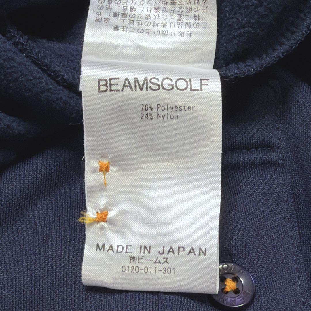 【美品】 BEAMS GOLF 長袖 ポロシャツ 裏フリース 日本製 XL 紺