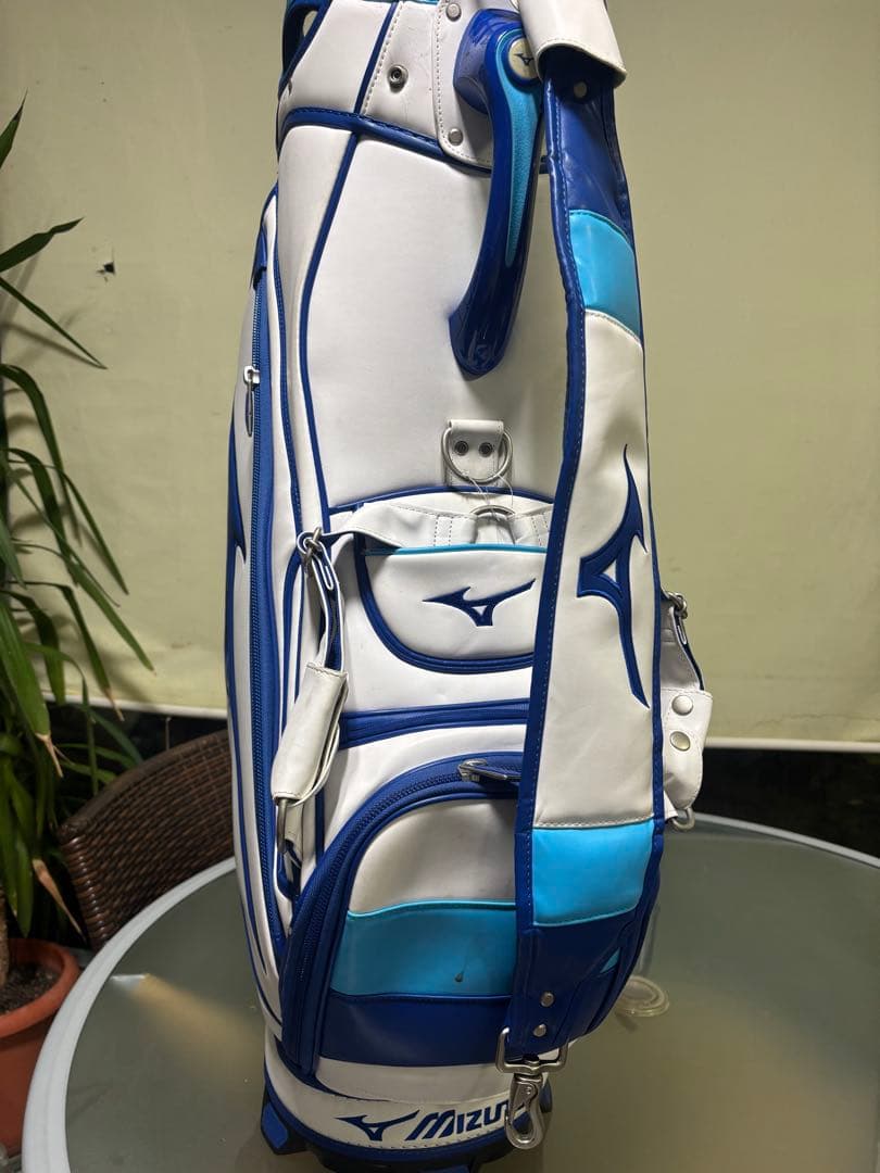 Mizuno ツアーモデルゴルフキャディバッグ ホワイト/ブルー