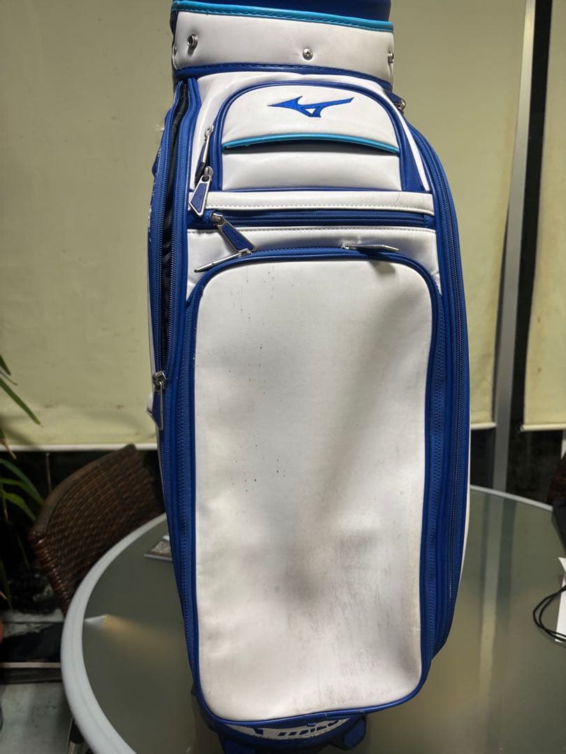 Mizuno ツアーモデルゴルフキャディバッグ ホワイト/ブルー